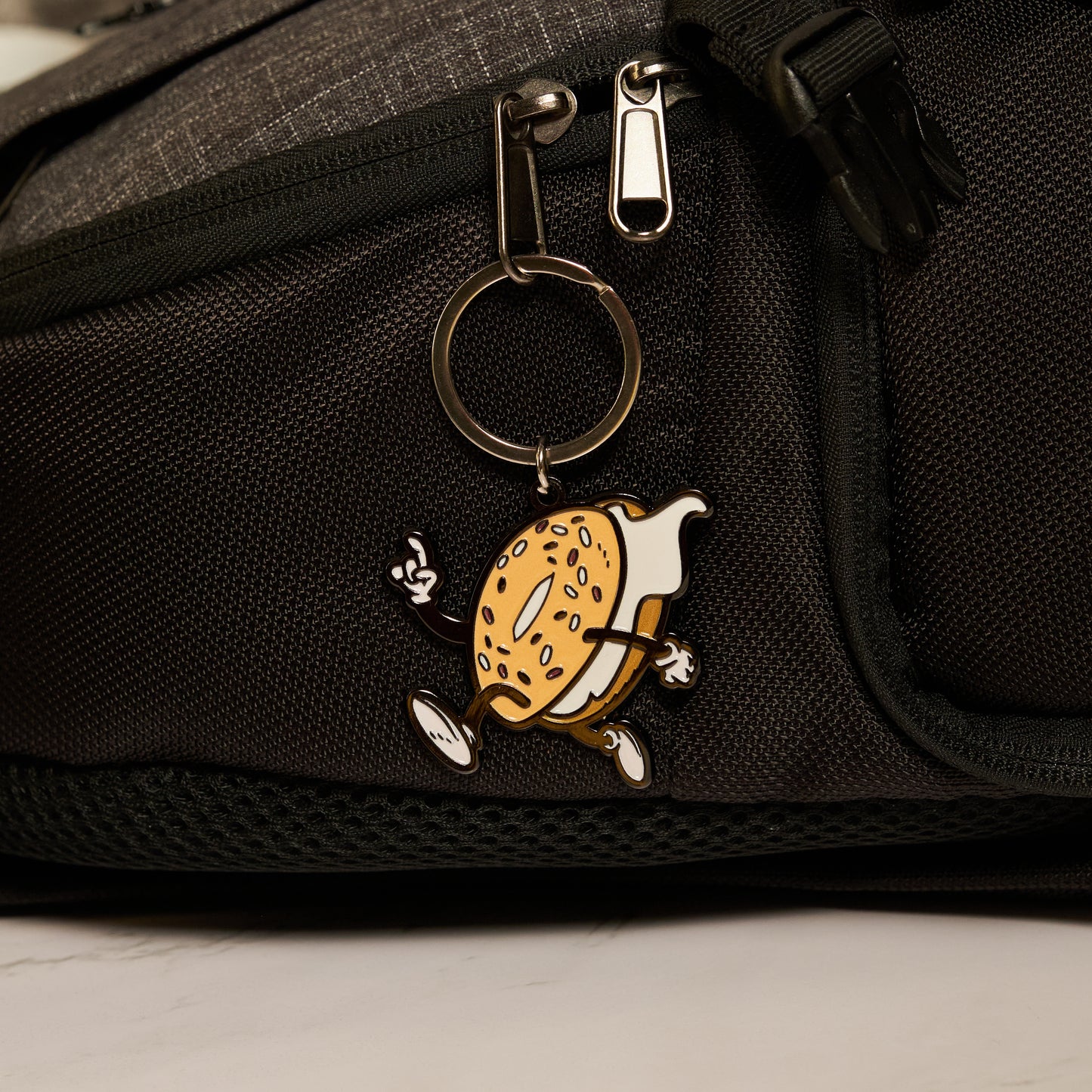 Running Bagel Guy Keychain